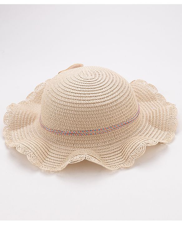 Babyhug Straw Hat With Fishes Applique - Yellow