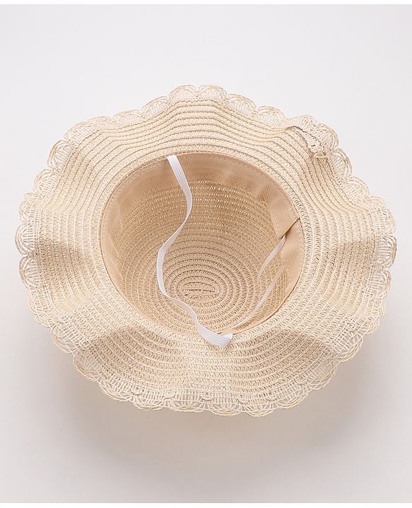 Babyhug Straw Hat With Fishes Applique - Yellow