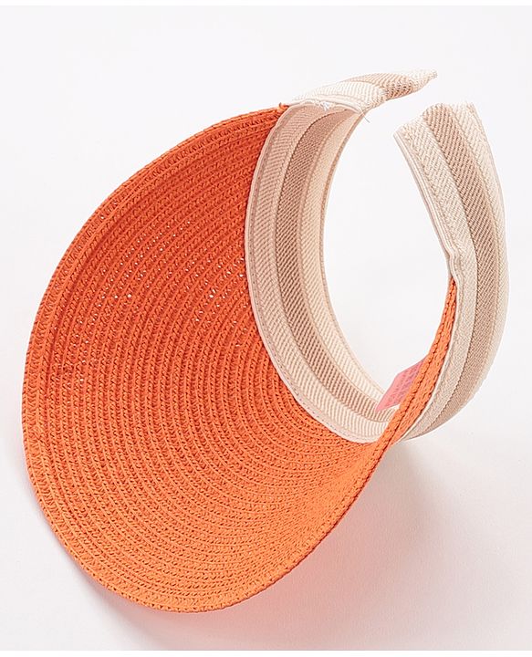 Babyhug Visor Straw Hat With Flower Patch - Orange