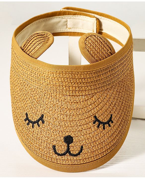 Babyhug Face Design Straw Hat - Brown