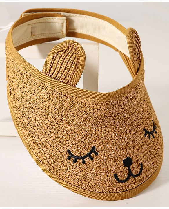Babyhug Face Design Straw Hat - Brown