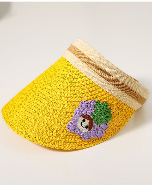 Babyhug Grapes Embroidered Straw Hat - Yellow