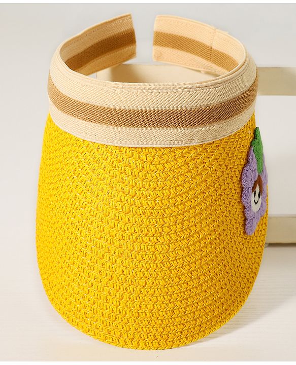 Babyhug Grapes Embroidered Straw Hat - Yellow