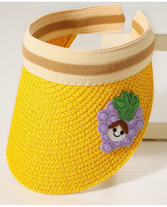 Babyhug Grapes Embroidered Straw Hat - Yellow