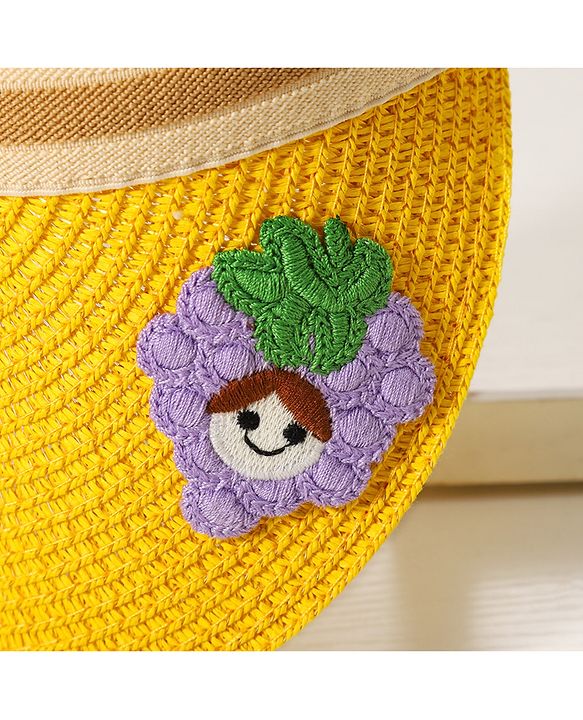 Babyhug Grapes Embroidered Straw Hat - Yellow