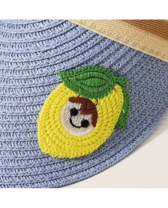 Babyhug Mango Embroidered Straw Hat - Blue