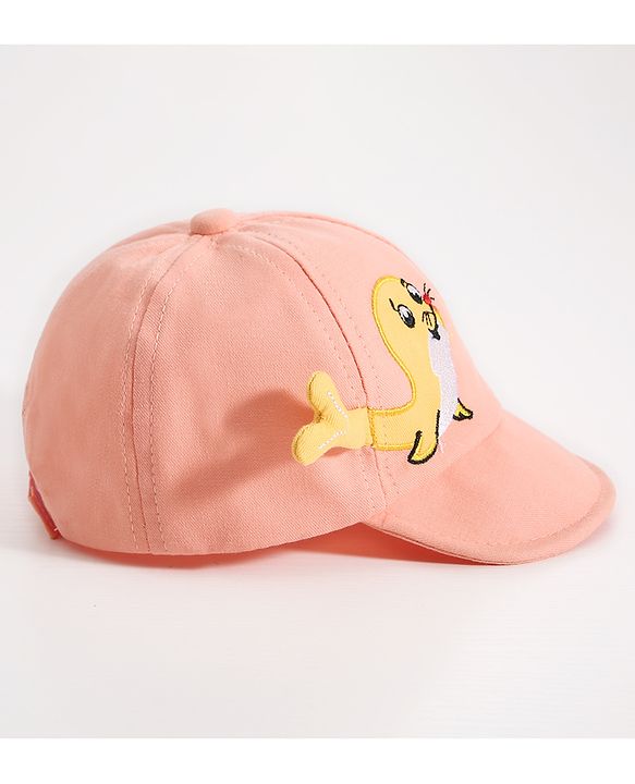 Babyhug Seal Embroided Baseball Cap - Peach (Text Color May Vary)