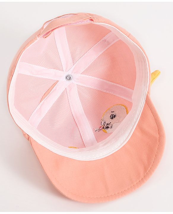 Babyhug Seal Embroided Baseball Cap - Peach (Text Color May Vary)