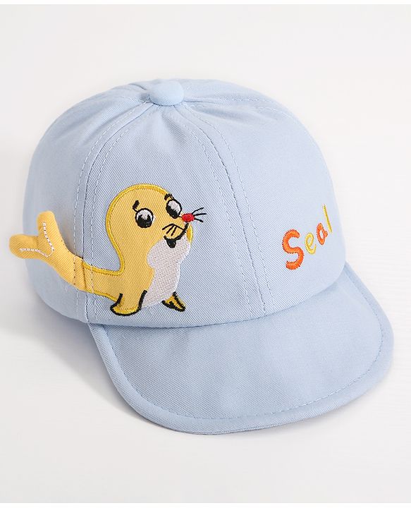 Babyhug Seal Embroided Baseball Cap - Blue