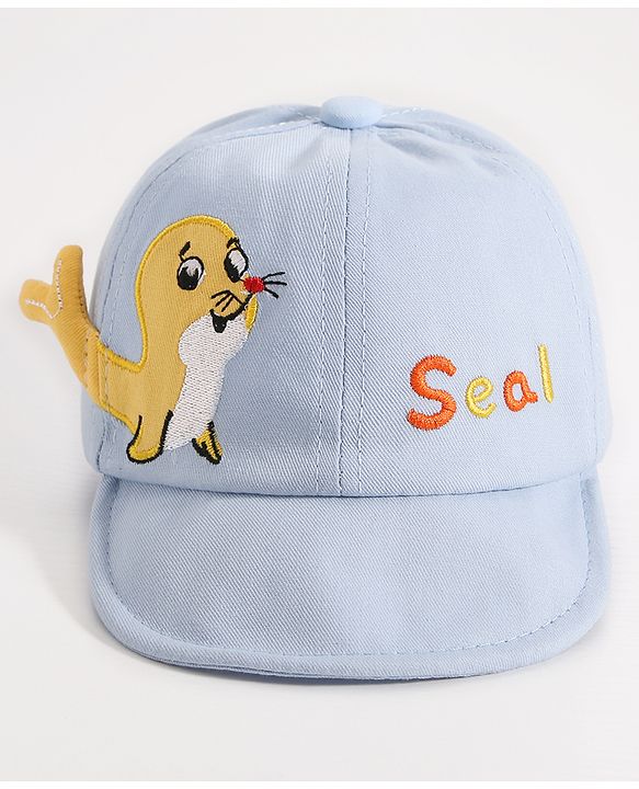 Babyhug Seal Embroided Baseball Cap - Blue