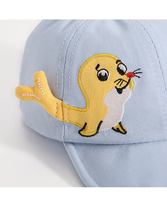 Babyhug Seal Embroided Baseball Cap - Blue