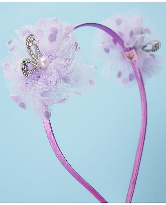 Babyhug Free Size Hair Accessories Combo with Stone & Pearl Applique - Purple
