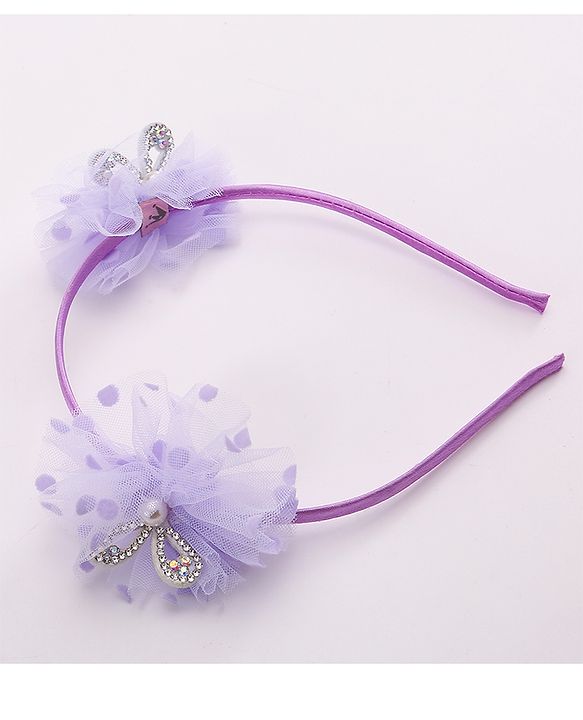 Babyhug Free Size Hair Accessories Combo with Stone & Pearl Applique - Purple