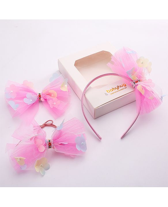 Babyhug Hair Accessories Sets Free Size Combo Pack Of 3 - Pink