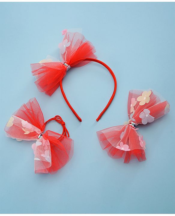 Babyhug Hair Accessories Sets Free Size Combo Pack Of 3 - Red