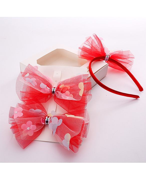 Babyhug Hair Accessories Sets Free Size Combo Pack Of 3 - Red