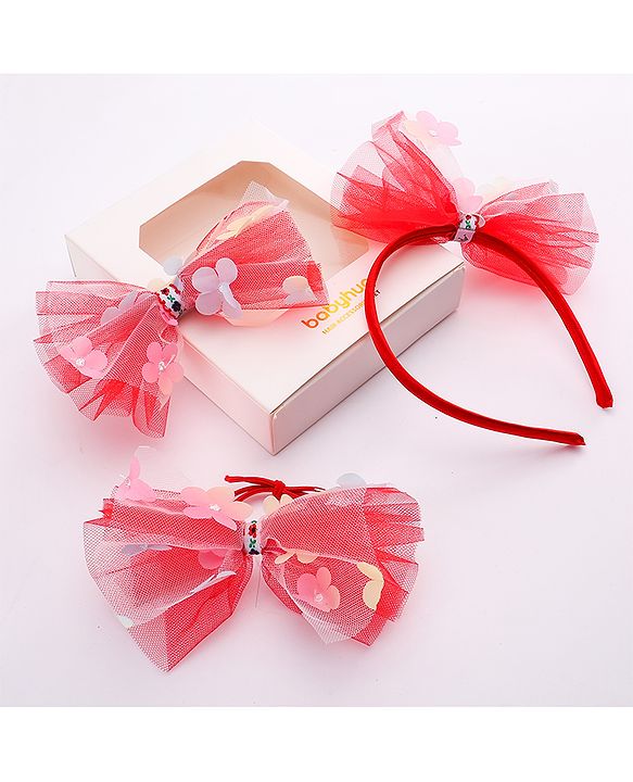 Babyhug Hair Accessories Sets Free Size Combo Pack Of 3 - Red