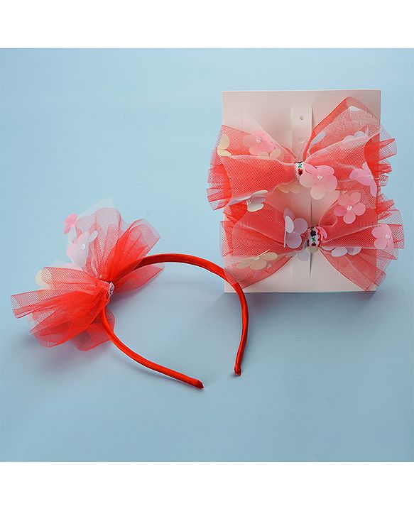 Babyhug Hair Accessories Sets Free Size Combo Pack Of 3 - Red