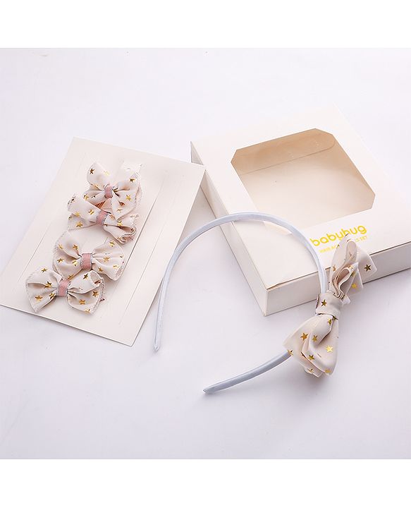 Babyhug Hair Accessories  Free Size Combo Pack Of 5 - White