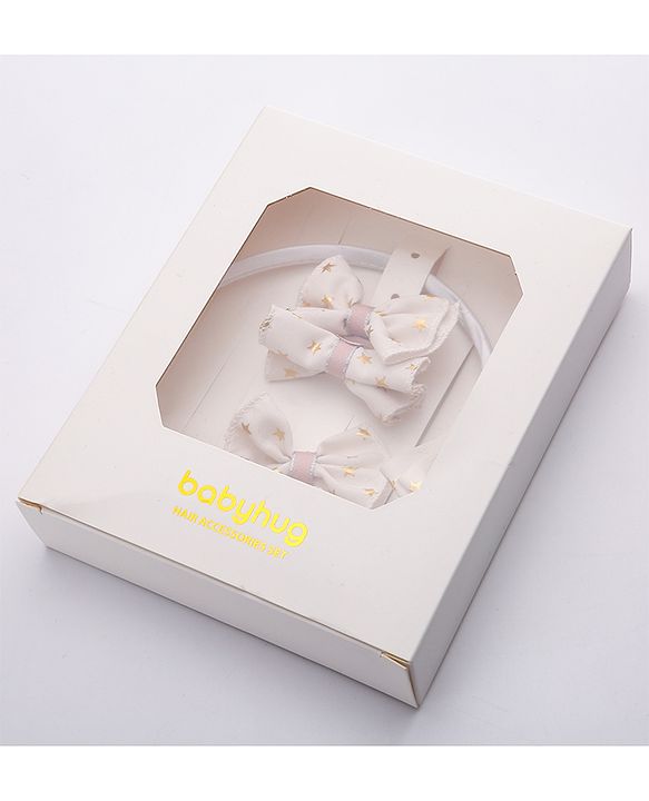 Babyhug Hair Accessories  Free Size Combo Pack Of 5 - White