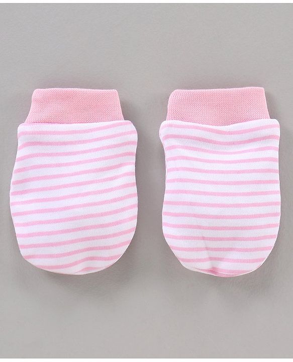 Babyhug 100% Cotton Cap Mittens & Booties Set Pink - Diameter 11 cm