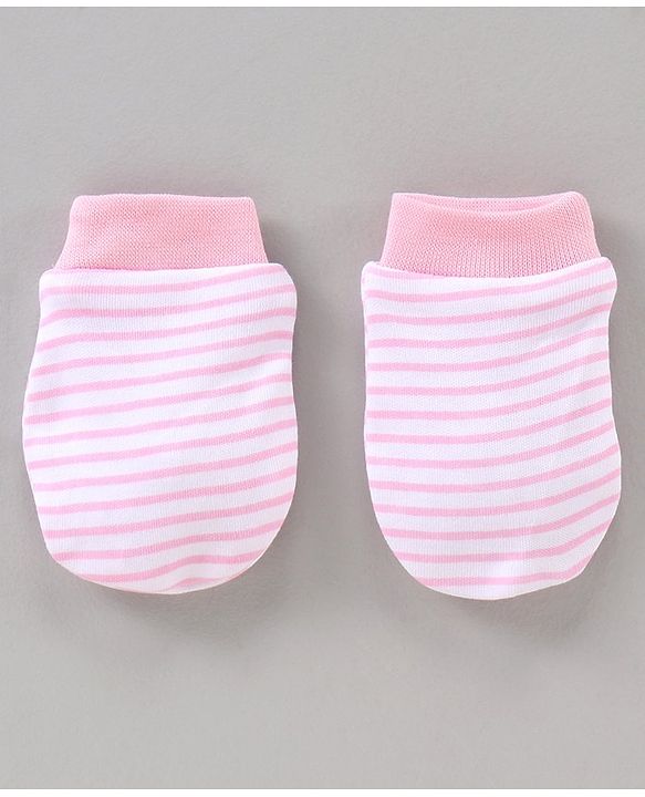 Babyhug 100% Cotton Cap Mittens & Booties Set Pink - Diameter 11 cm