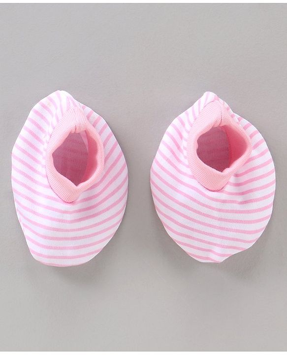 Babyhug 100% Cotton Cap Mittens & Booties Set Pink - Diameter 11 cm