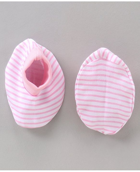 Babyhug 100% Cotton Cap Mittens & Booties Set Pink - Diameter 11 cm