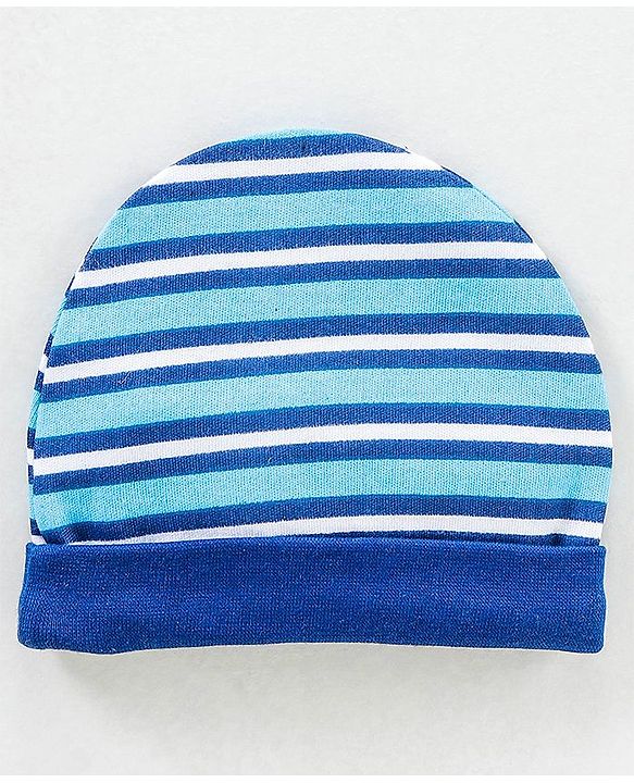 Babyhug 100% Cotton Cap Mittens & Booties Set Blue - Diameter 9.5 cm