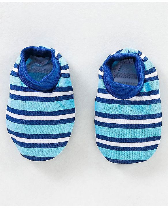 Babyhug 100% Cotton Cap Mittens & Booties Set Blue - Diameter 11 cm