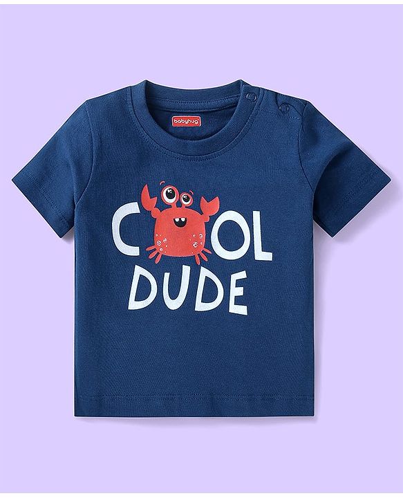 Babyhug Half Sleeves Tees Pack of 3 - Light & Dark Blue Multicolour