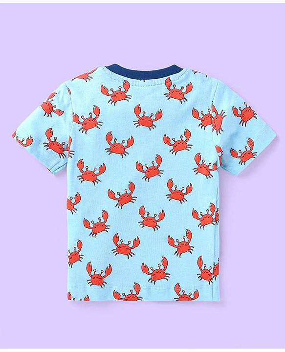 Babyhug Half Sleeves Tees Pack of 3 - Light & Dark Blue Multicolour