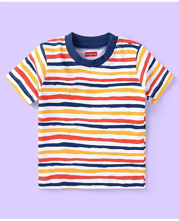 Babyhug Half Sleeves Tees Pack of 3 - Light & Dark Blue Multicolour