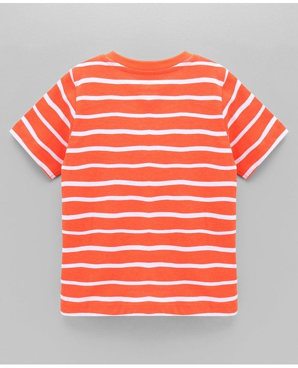 Babyhug Half Sleeves Tees Sea Animals Print Pack of 3 - Orange Sky Blue White