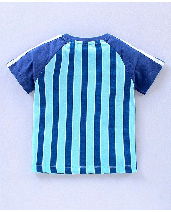 Babyhug Half Sleeves T-Shirts Text & Stripes Print Set of 2 - Blue