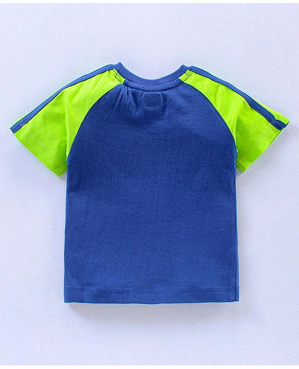 Babyhug Half Sleeves T-Shirts Text & Stripes Print Set of 2 - Blue
