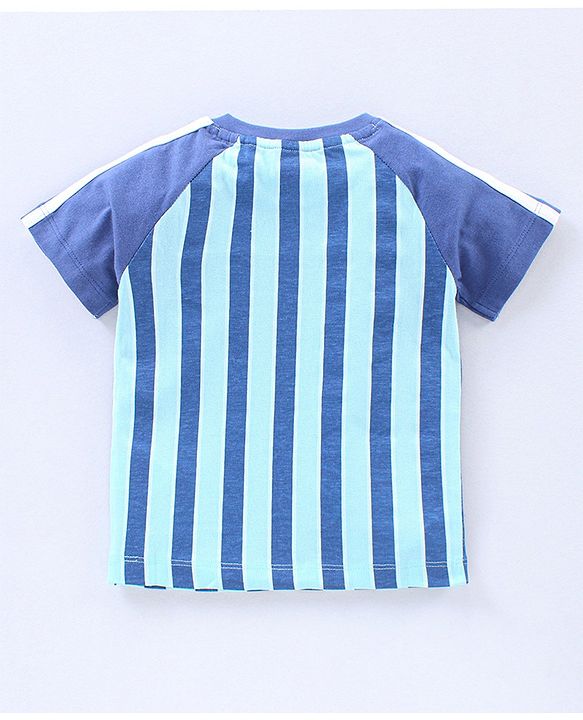 Babyhug Half Sleeves T-Shirts Text & Stripes Print Set of 2 - Blue
