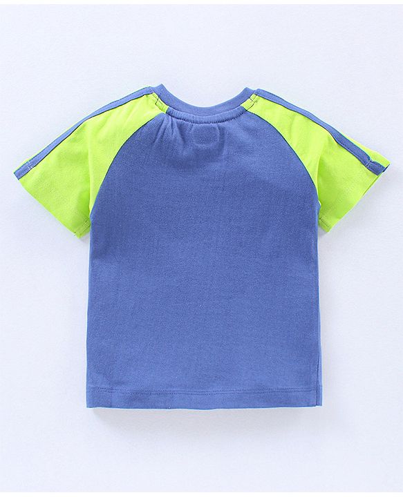 Babyhug Half Sleeves T-Shirts Text & Stripes Print Set of 2 - Blue