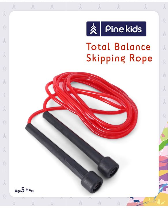 Pine Kids Premium Sleek Skipping Rope - Red | Durable Fitness Rope for Kids  | Lightweight & Easy-Grip Handles | Perfect for Indoor & Outdoor Play, Exercise, Stamina Building & Fun Activities.