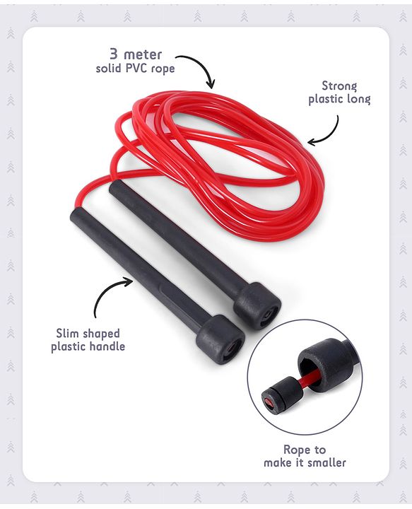 Pine Kids Premium Sleek Skipping Rope - Red | Durable Fitness Rope for Kids  | Lightweight & Easy-Grip Handles | Perfect for Indoor & Outdoor Play, Exercise, Stamina Building & Fun Activities.