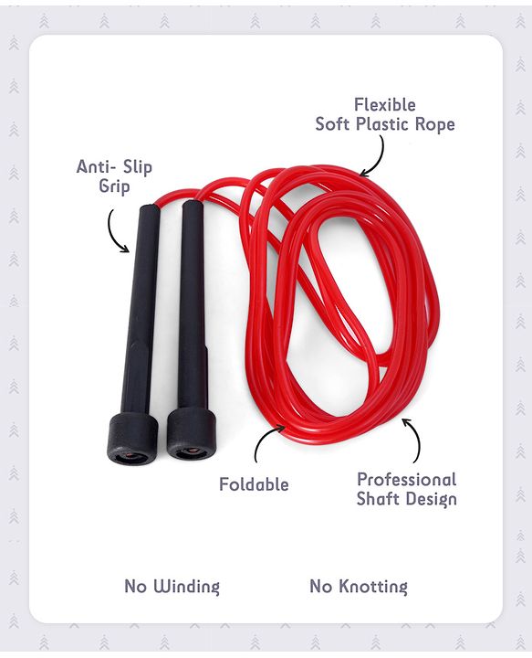 Pine Kids Premium Sleek Skipping Rope - Red | Durable Fitness Rope for Kids  | Lightweight & Easy-Grip Handles | Perfect for Indoor & Outdoor Play, Exercise, Stamina Building & Fun Activities.
