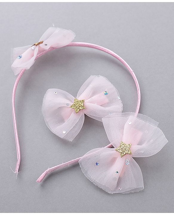 Babyhug Free Size Bow Applique Hair Accessories Set of 3 - Pink