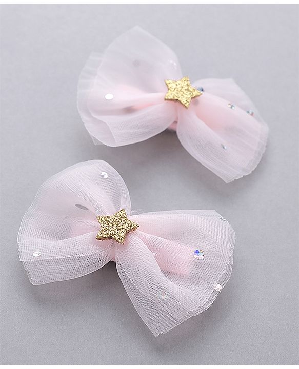 Babyhug Free Size Bow Applique Hair Accessories Set of 3 - Pink