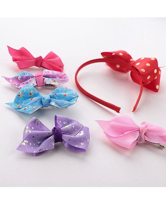 Babyhug Free Size Hair Accessories Set of 6 - Multioclour