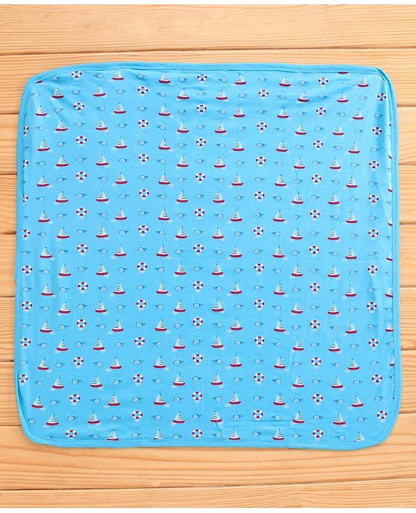 Babyhug Knit Terry Towel Solid Pack Of 2 - Blue and Red