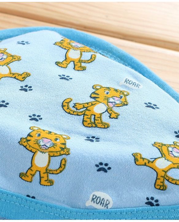 Babyhug Cotton Hooded Towels Tiger Print Pack of 2 - Yellow and Blue
