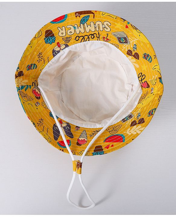 Babyhug Food Printed Bucket Hats - Yellow