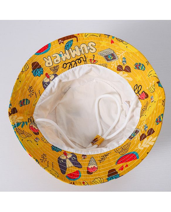 Babyhug Food Printed Bucket Hats - Yellow