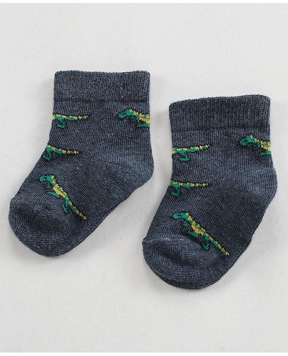 Cutewalk by Babyhug Anti-Bacterial Ankle Length Socks Pack of 3 - Black Grey