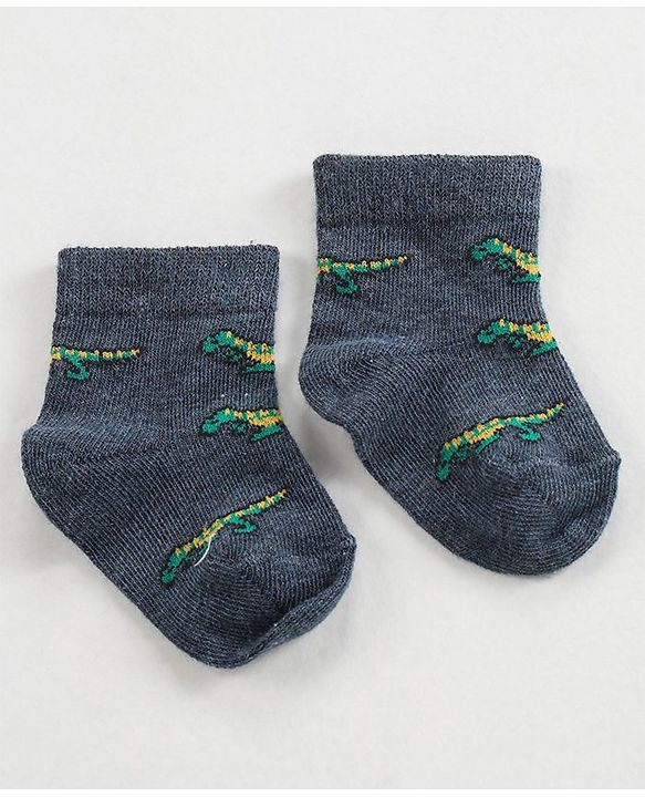 Cutewalk by Babyhug Anti-Bacterial Ankle Length Socks Pack of 3 - Black Grey